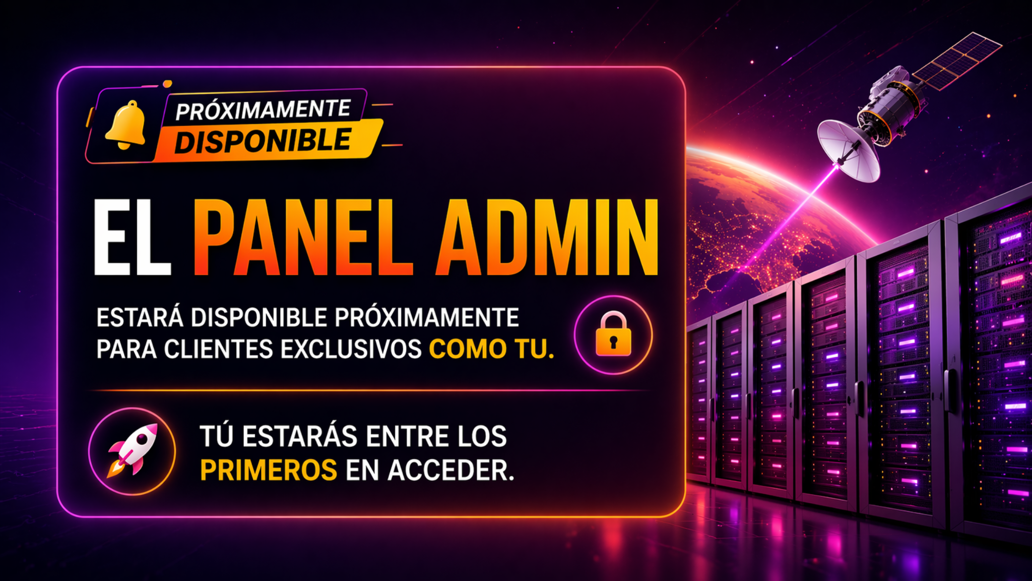 Flyer promocional del panel admin próximo a liberarse